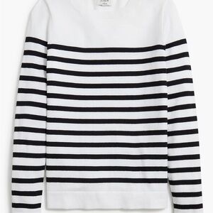J. Crew Black and White Striped Teddie Sweater